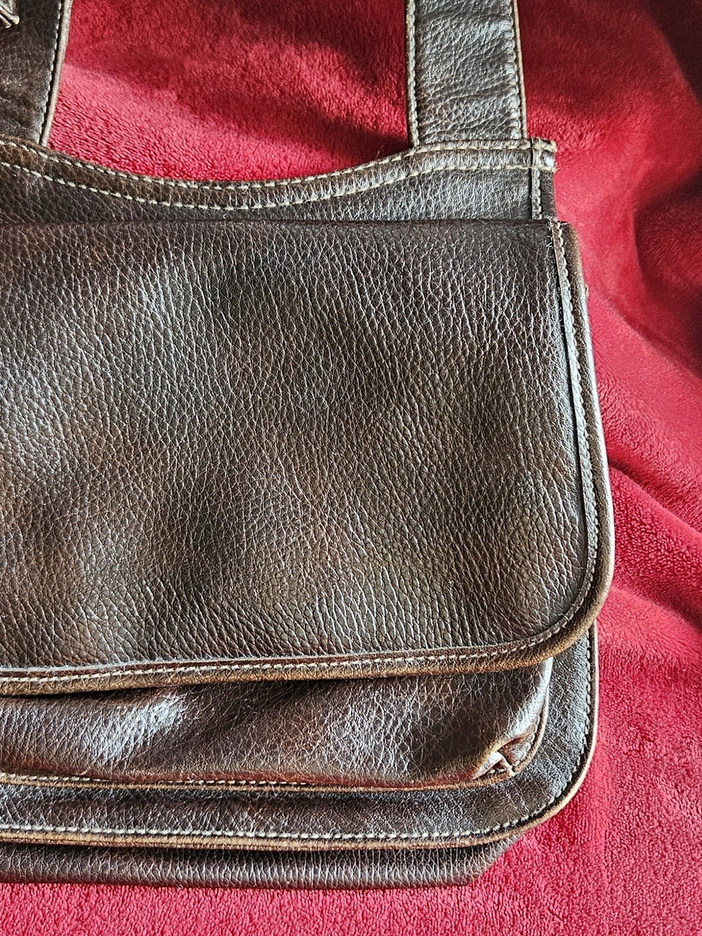 Unbranded Unisex Brown Leather Messenger/Crossbody Bag w/Adjustable Strap
